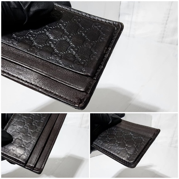 Authentic Gucci Microguccissima Pattern Leather Card Holder Brown - Picture 9 of 14